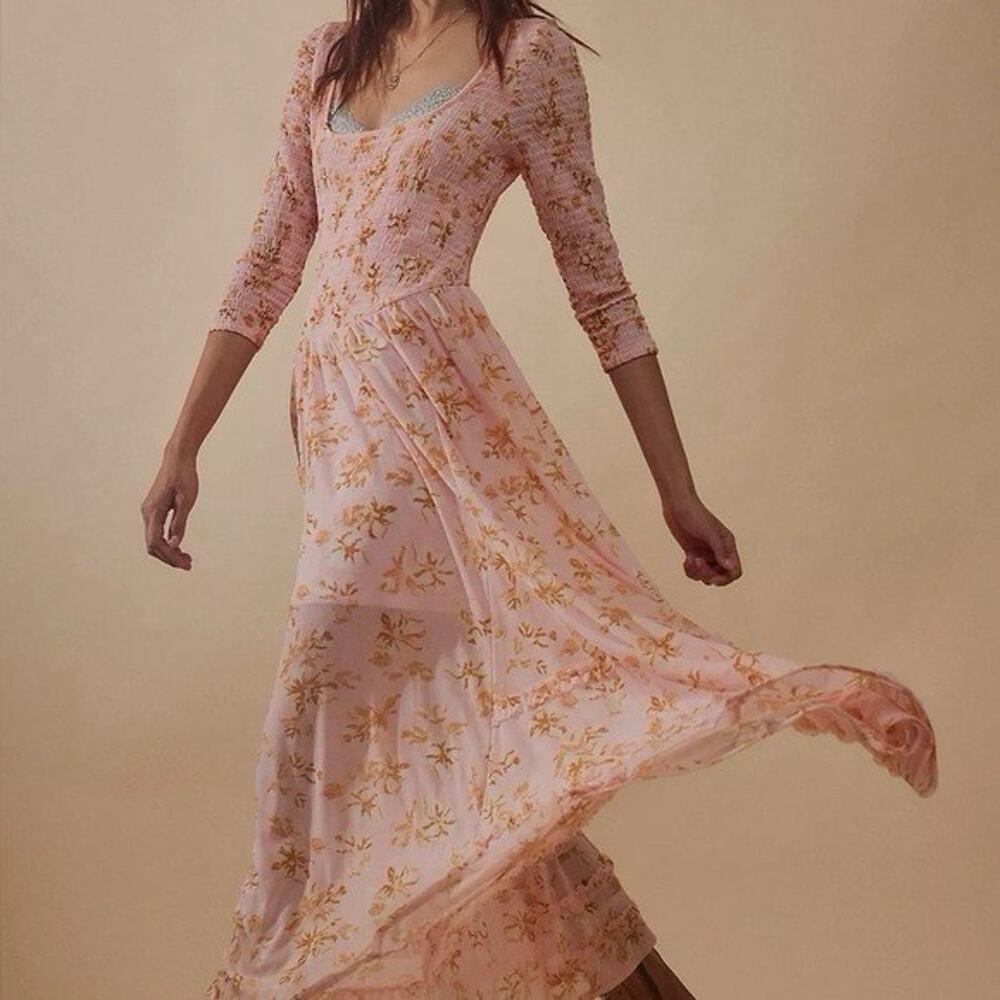 Free People It's Fate Midi Dress in Powder Pink Size M